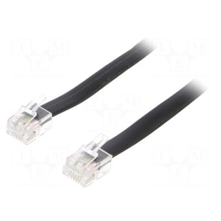Cable: telephone | flat | RJ12 plug,both sides | 3m | black