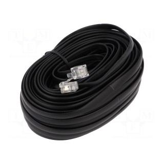 Cable: telephone | flat | RJ12 plug,both sides | 15m | black