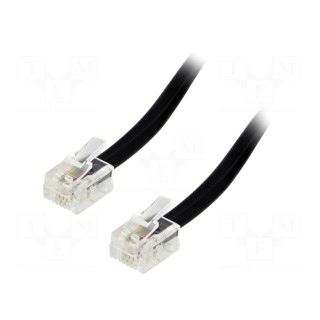 Cable: telephone | RJ11 plug,both sides | 15m | black