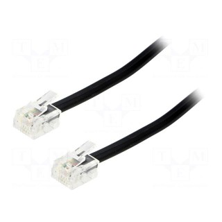 Cable: telephone | RJ11 plug,both sides | 1m | black
