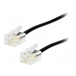 Cable: telephone | RJ11 plug,both sides | 20m | black