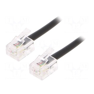 Cable: telephone | RJ11 plug,both sides | 2m | black | Cablexpert