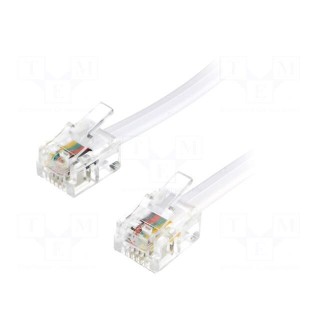 Cable: telephone | RJ11 plug,both sides | 5m | white