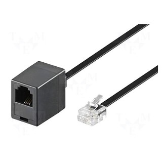 Cable: telephone | RJ11 socket,RJ11 plug | 10m | black