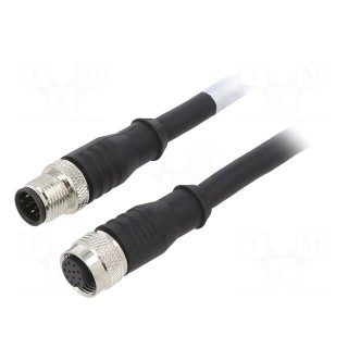 Connection lead | M12 | PIN: 12 | 3m | plug | 30VAC | 1.5A | PUR | IP68 | 30VDC