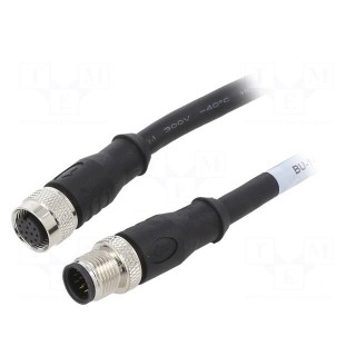 Connection lead | M12 | PIN: 12 | 5m | plug | 30VAC | 1.5A | PUR | IP68 | 30VDC