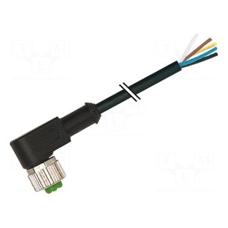 Connection lead | M12 | PIN: 12 | angled | 3m | plug | 30VAC | 1.5A | PUR