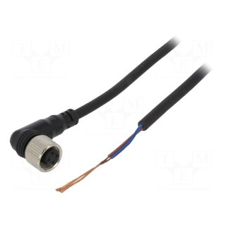 Connection lead | M12 | PIN: 2 | angled | 5m | plug | Insulation: PVC