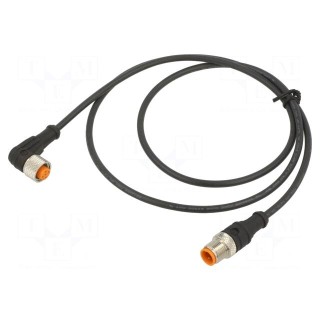 Connection lead | M12 | PIN: 3 | 1m | plug | 4A | -25÷80°C | Insulation: PUR