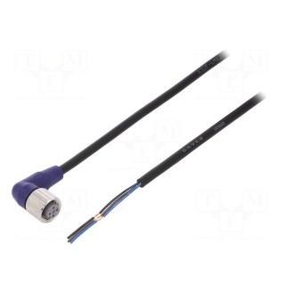 Connection lead | M12 | PIN: 3 | angled | 5m | plug | 0.8A | -10÷65°C | PVC