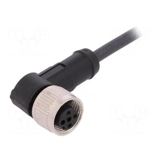 Connection lead | M12 | PIN: 3 | angled | 2m | plug | 250VAC | 4A | -25÷80°C