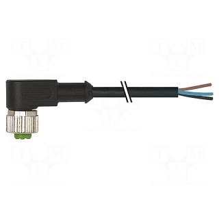 Connection lead | M12 | PIN: 5 | angled | 5m | plug | 125VAC | 4A | -20÷85°C