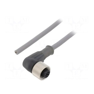 Connection lead | M12 | PIN: 3 | angled | 5m | plug | 250VAC | 3.1A | PVC
