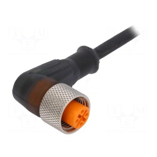 Connection lead | M12 | PIN: 3 | angled | 5m | plug | 30VAC | 4A | -25÷80°C