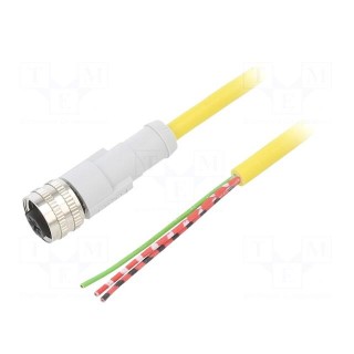 Connection lead | M12 | PIN: 3 | straight | 2m | plug | -25÷70°C | IP67