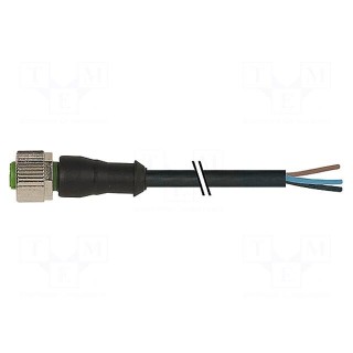 Connection lead | M12 | PIN: 3 | straight | 5m | plug | 250VAC | 4A | IP67