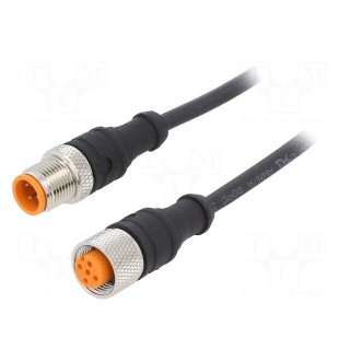Connection lead | M12 | PIN: 4 | 0.6m | plug | 250VAC | 4A | -25÷80°C | IP67