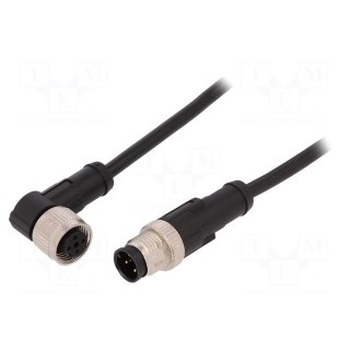 Connection lead | M12 | PIN: 4 | 10m | plug | 250VAC | 4A | -25÷80°C | 250VDC