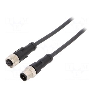 Connection lead | M12 | PIN: 4 | 1m | plug | 250VAC | 4A | -25÷80°C | 250VDC
