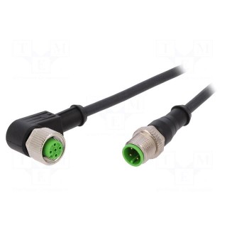 Connection lead | M12 | PIN: 4 | 2m | 250VAC | 4A | -40÷80°C | PUR | IP67