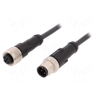 Connection lead | M12 | PIN: 4 | 2m | plug | 250VAC | 4A | -25÷80°C | PVC