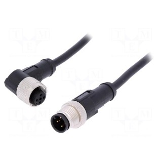 Connection lead | M12 | PIN: 4 | 5m | plug | 250VAC | 4A | -25÷80°C | PVC