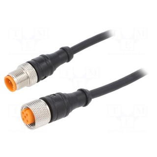 Connection lead | M12 | PIN: 4 | 5m | plug | 250VAC | 4A | -25÷80°C | IP67