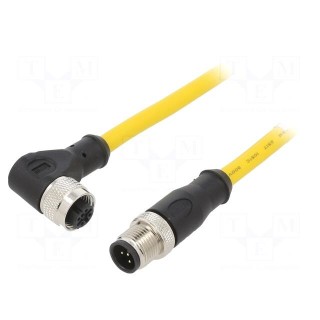 Connection lead | M12 | PIN: 5 | 5m | plug | 250VAC | 4A | PVC | IP68 | 250VDC