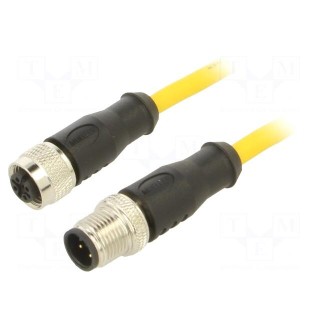 Connection lead | M12 | PIN: 4 | 5m | plug | 250VAC | 4A | PVC | IP68 | 250VDC