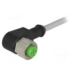 Connection lead | M12 | PIN: 4 | angled | 1.5m | plug | 30VAC | 4A | -25÷85°C