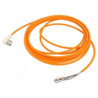 Connection lead | M12 | PIN: 4 | angled | 5m | plug | -25÷85°C | XZCP