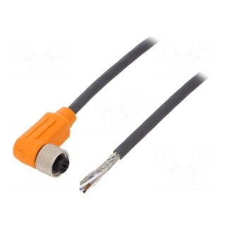 Connection lead | M12 | PIN: 4 | angled | 10m | plug | 240VAC | 4A | -25÷80°C