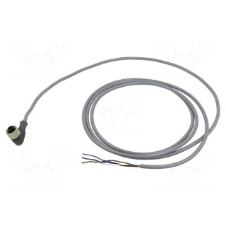 Connection lead | M12 | PIN: 4 | angled | 10m | plug | 250VAC | 3A | -25÷80°C