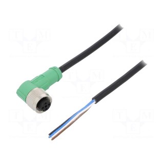 Connection lead | M12 | PIN: 4 | angled | 10m | plug | 250VAC | 4A | -25÷90°C