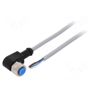 Connection lead | M12 | PIN: 4 | angled | 10m | plug | 250VAC | 4A | -30÷80°C