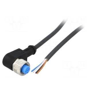 Connection lead | M12 | PIN: 4 | angled | 10m | plug | 250VAC | 4A | -40÷80°C