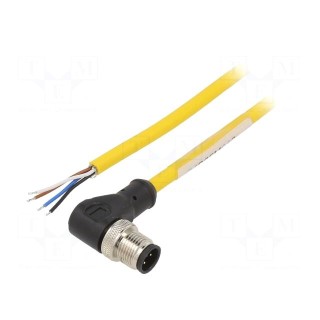 Connection lead | M12 | PIN: 4 | angled | 10m | plug | 250VAC | 4A | PVC | IP68