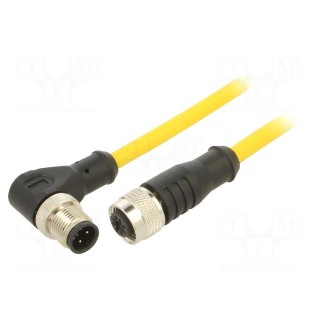 Connection lead | M12 | PIN: 4 | angled | 10m | plug | 250VAC | 4A | PVC | IP68
