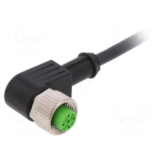 Connection lead | M12 | PIN: 4 | angled | 15m | plug | 30VAC | 4A | -20÷80°C