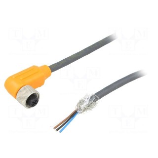 Connection lead | M12 | PIN: 4 | angled | 2m | plug | 240VAC | 4A | -25÷80°C