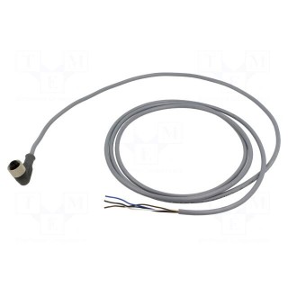 Connection lead | M12 | PIN: 4 | angled | 5m | plug | 250VAC | 3A | -25÷80°C