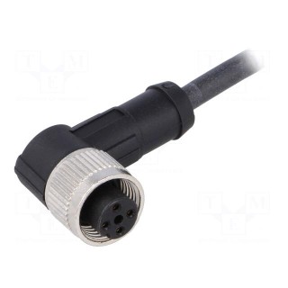 Connection lead | M12 | PIN: 4 | angled | 2m | plug | 250VAC | 4A | -25÷80°C