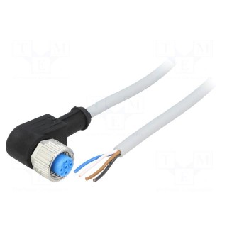 Connection lead | M12 | PIN: 4 | angled | 2m | plug | 250VAC | 4A | -30÷80°C