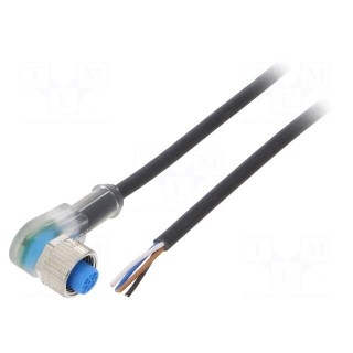 Connection lead | M12 | PIN: 4 | angled | 2m | plug | 4A | LED indication