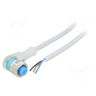 Connection lead | M12 | PIN: 4 | angled | 2m | plug | 4A | LED indication