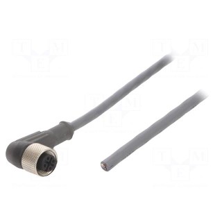 Connection lead | M12 | PIN: 4 | angled | 3m | plug | 250VAC | 2.2A | PUR