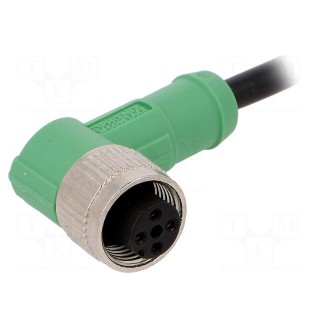 Connection lead | M12 | PIN: 4 | angled | 3m | plug | 250VAC | 4A | -25÷90°C