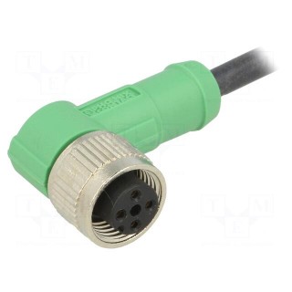 Connection lead | M12 | PIN: 4 | angled | 3m | plug | 250VAC | 4A | -25÷90°C