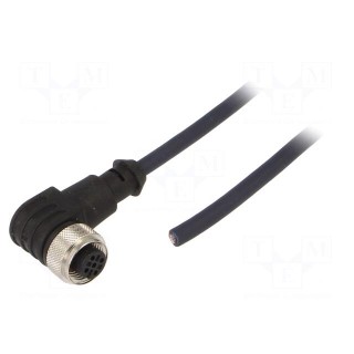 Connection lead | M12 | PIN: 4 | angled | 3m | plug | 250VAC | 4A | -35÷105°C