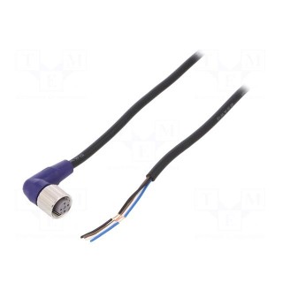 Connection lead | M12 | PIN: 4 | angled | 5m | plug | 0.8A | -10÷65°C | PVC
